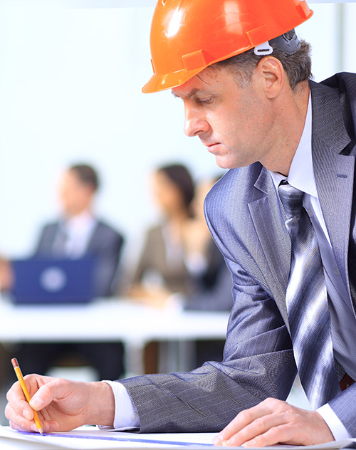 A handsome business construction man on the work site